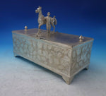 Derby Silver Co Silverplate Humidor Figural Horse Rider Birds Flowers (#5882)