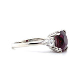 Platinum 3.27 Carat Cushion Cut Genuine Natural Ruby Ring Jewelry (#J5655)