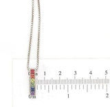 14k Gold Princess Cut Genuine Natural Rainbow Sapphire Pendant w/ Chain (#J6679)