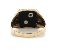 10k Yellow Gold Genuine Natural Onyx and Diamond Men's Ring Initial "L" (#J6129)