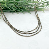 14k White Gold Triple Strand Beaded Pyrite Necklace Jewelry 16.5-18" (#J7235)