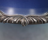 Portuguese Silverplate Plateau Round Mirrored w/4 Feet Woodgrain Back (#6861-2)