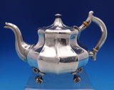 Russian .875 Silver Tea Pot w/Applied Flowers Leaf Feet 5 1/2" x 8 1/2" (#8438)