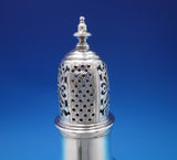 English Georgian Sterling Silver Muffineer Fancy Pierced Engraved Lid (#6821-2)