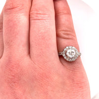 14k Gold Antique 1.15 Carat Genuine Natural Diamond Halo Ring (#J5634)