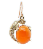 10k and 14k Handwrought Drop Genuine Natural Carnelian Earrings w/Leaves #J6688
