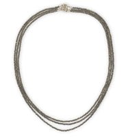 14k White Gold Triple Strand Beaded Pyrite Necklace Jewelry 16.5-18" (#J7235)