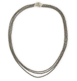 14k White Gold Triple Strand Beaded Pyrite Necklace Jewelry 16.5-18" (#J7235)