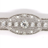 Filigree Deco Platinum Three Carat TW Genuine Natural Diamond Pin GIA (#J6157)