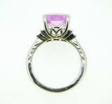 14k Gold Large 6.95ct Cushion Cut Genuine Natural Kunzite Ring w/Diamonds #J4451