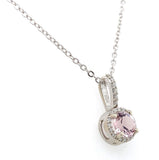 14k Gold .58ct Pink Genuine Natural Morganite Pendant with Diamond Halo (#J6469)