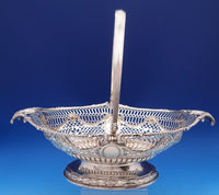 English Georgian Sterling Silver Basket with Swing Handle Pierced Ribbon (#8388)