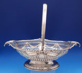 English Georgian Sterling Silver Basket with Swing Handle Pierced Ribbon (#8388)