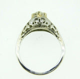 Art Deco 18k White Gold Filigree Genuine Natural Diamond Ring .37ct  (#J741)