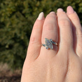 14k White Gold Vintage Genuine Natural Diamond Bypass Ring (#J7110)