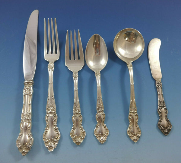 Meadow Rose by Wallace Sterling Silver Flatware Set Service 50 Pieces
