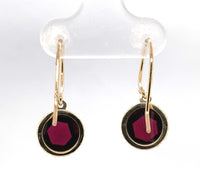 14k Yellow Gold Rose Cut Genuine Natural Garnet Dangle Drop Earrings (#J6322)