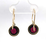 14k Yellow Gold Rose Cut Genuine Natural Garnet Dangle Drop Earrings (#J6322)