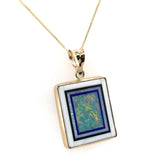 Kaufmann 14k Gold Genuine Natural Opal Intarsia Pendant with Lapis (#J6240)