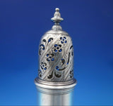 English Georgian Sterling Silver Muffineer Pierced with Flowers c.1750s (#6458)