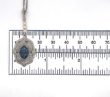 10k White Gold Filigree Art Deco Pendant with Original Paperclip Chain (#J6201)