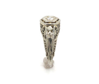 18k White Gold Filigree Ring with .08ct Genuine Natural Diamond (#J6307)