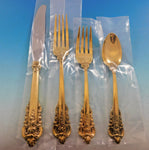 Grande Baroque Gold Wallace Sterling Silver Flatware Set Service 35 pcs Vermeil