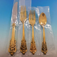 Grande Baroque Gold Wallace Sterling Silver Flatware Set Service 35 pcs Vermeil