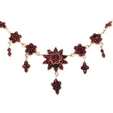Genuine Natural Bohemian Garnet Necklace Rosettes and Drops (#J5502)