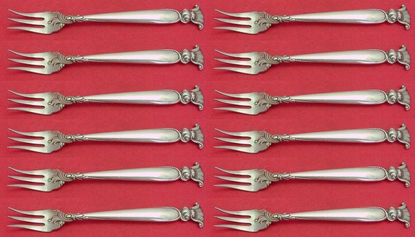 Romance of the Sea by Wallace Sterling Silver Cocktail Fork Set 12 pieces 5 1/2"