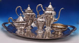 Lebolt Sterling Silver Tea Set 6pc Hand Hammered Applied "SSD" Monogram (#8010)