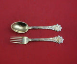 Christmas by A. Michelsen Sterling Silver Fork and Spoon Set 2pc 1910 Vermeil