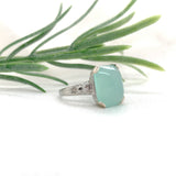 20k White Gold 4.05 Carat Genuine Natural Chalcedony Ring Size 4.5 (#J7214)