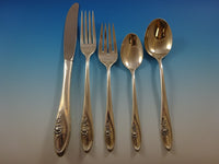 Sculptured Rose by Towle Sterling Silver Flatware Set For 8 Service 42 Pieces