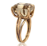 14k Gold Handwrought Emerald Cut Genuine Natural Smoky Quartz Ring (#J6607)