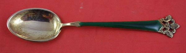 Anitra by Th. Olsens Silver Demitasse Spoon Dark Green Enamel Vermeil 3 3/4"