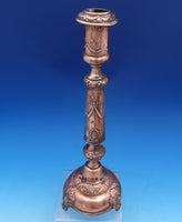 Russian Silver Candlestick Pair with Swags Ribbons Copper Plated (#8300)