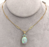 14k Gold Oval 6.24 Carat Australian Genuine Natural Opal Pendant Apatite #J6716