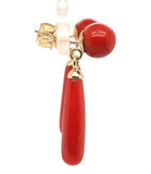 14k Gold Ox Blood Red Genuine Coral Briolette Earrings with 7mm Beads (#J7024)