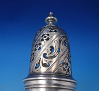 English Georgian Sterling Silver Muffineer Pierced with Flowers c.1750s (#6458)