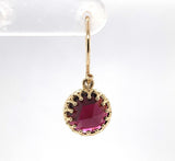 14k Yellow Gold Rose Cut Genuine Natural Garnet Dangle Drop Earrings (#J6322)