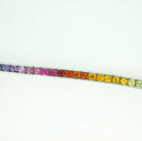 14k White Gold 8.70 Carat Genuine Natural Rainbow Sapphire Bracelet (#J4440)