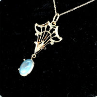 14k White Gold Oval 2.84ct Genuine Natural Moonstone Pendant (#J5367)
