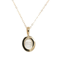 14k Yellow Gold 1.84 Carat Blue Flash Genuine Moonstone Diamond Pendant (#J7334)