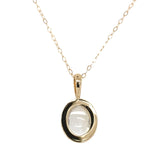 14k Yellow Gold 1.84 Carat Blue Flash Genuine Moonstone Diamond Pendant (#J7334)