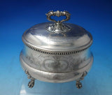 Beaded by Unknown German .800 Silver Tea Caddy Bright-Cut w/ Lion Feet (#6043)