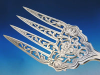 Martin Hall and Co English Sterling Silver Fish Serving Set 2pc Pierced Serpent