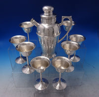 Apollo by Bernard Rice's Sons Inc Silverplate Martini Set 9pc Hammered (#7136)