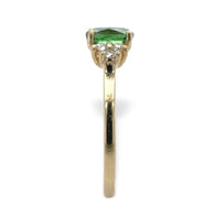14k Gold 1.11ct Tsavorite Green Genuine Garnet and .14ct Diamond Ring (#J7114)
