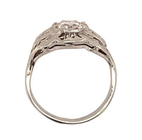 18k White Gold Filigree Art Deco .60ct Genuine Natural Diamond Ring (#J4895)